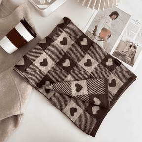 Cachecol Feminino Xadrez com Corações