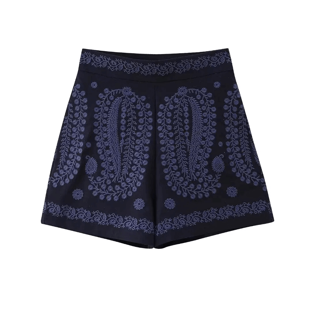 Shorts Feminino de Linho Bordado Forglows
