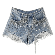 Shorts Feminino Jeans com Pedrarias Forglows