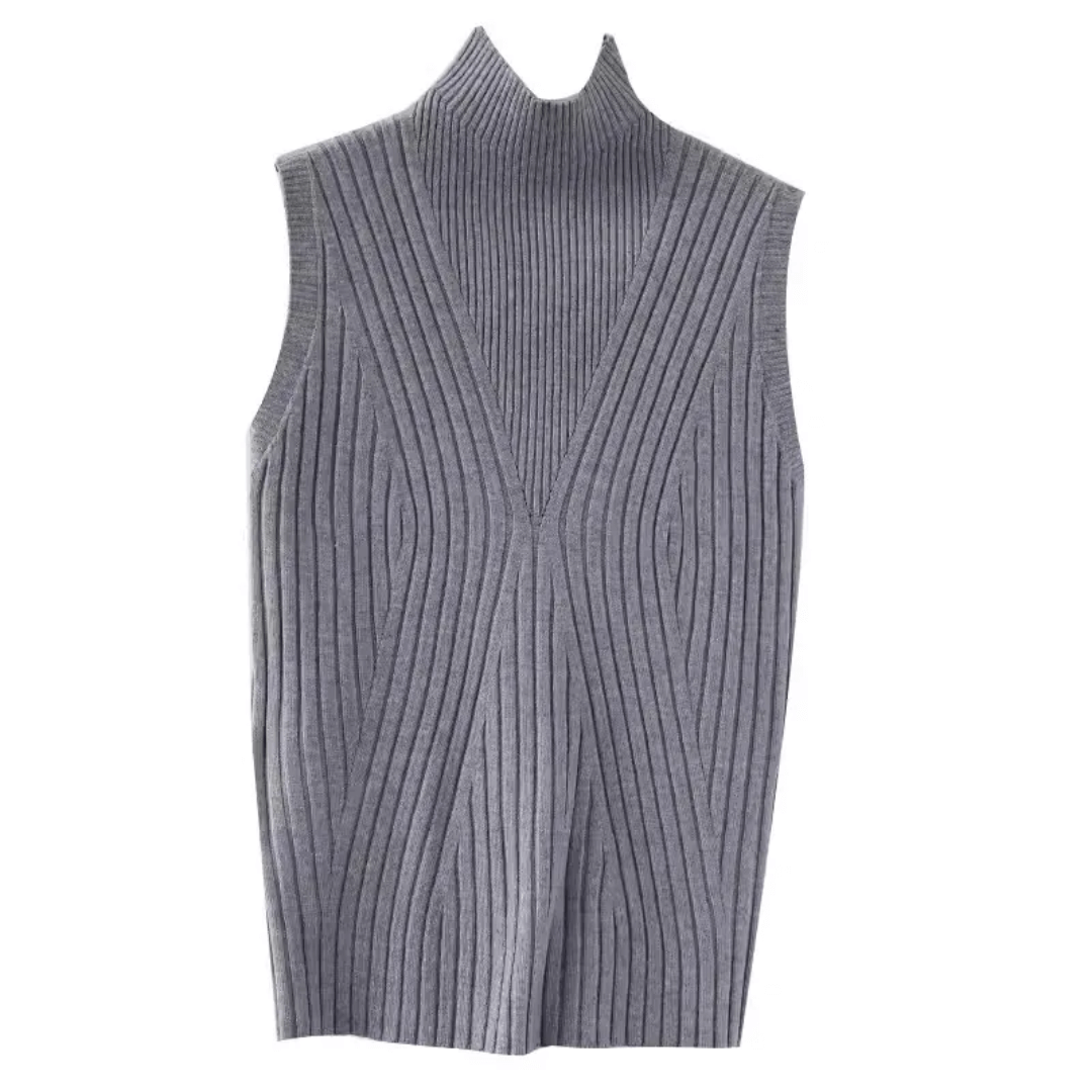 Blusa Feminina Sem Manga Gola Alta Tricot Forglows