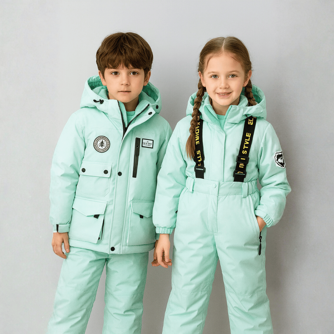 Conjunto de Casaco Forrado com Pelúcia e Calça Infantil para Neve Forglows