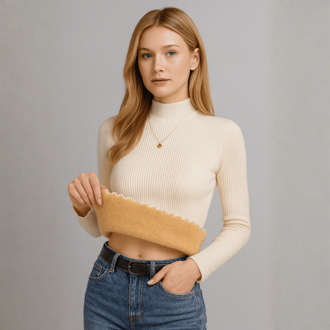 Blusa Feminina Peluciada e Canelada com Gola Alta Emma Forglows