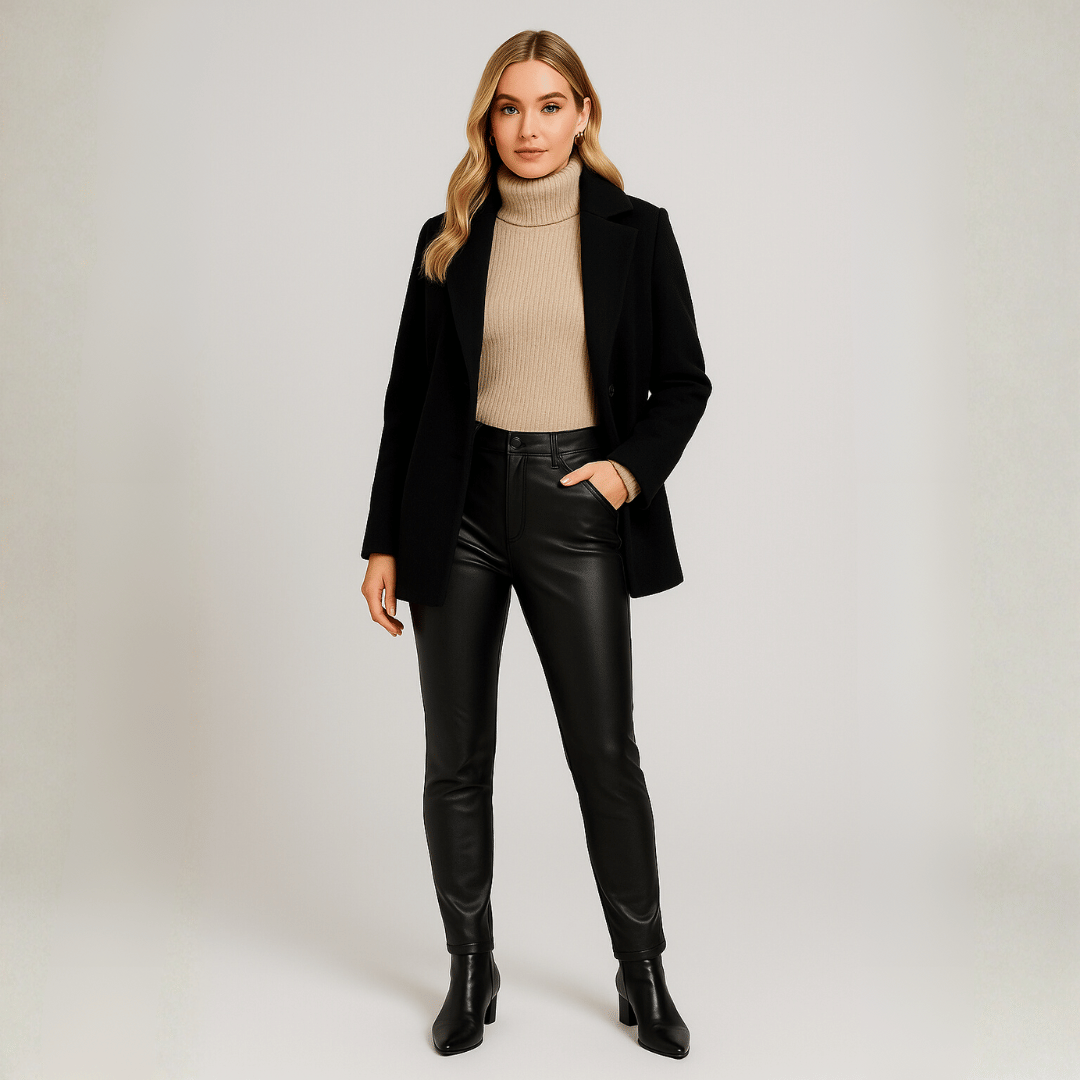 Calça Feminina de Couro Sintético Aveludada Forglows