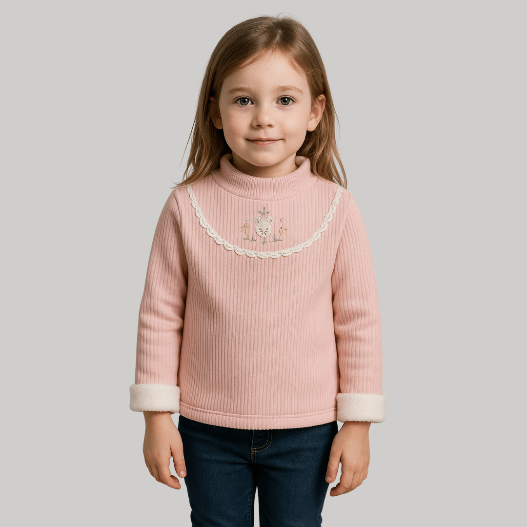 Blusa Infantil Manga Longa Forrada com Bordado Forglows