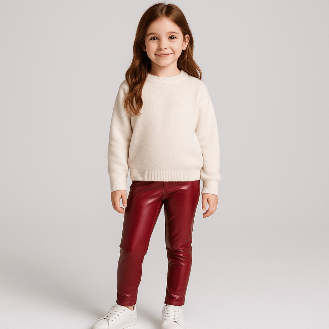 Calça de Couro Infantil com Pelúcia Forglows