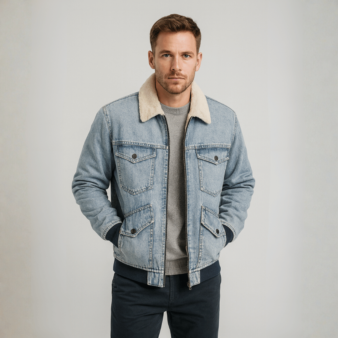 Jaqueta Jeans Masculina com Pelúcia Forglows