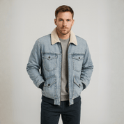 Jaqueta Jeans Masculina com Pelúcia Forglows