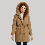 Trench Coat Feminino com Pelúcia e Capuz Forglows