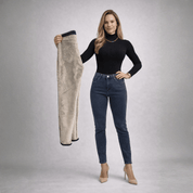 Calça Jeans Feminina com Elastano Peluciada Forglows + Meia Térmica