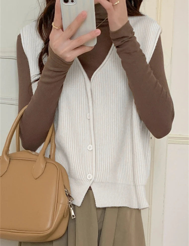Colete Feminino Tricot com Botão Forglows