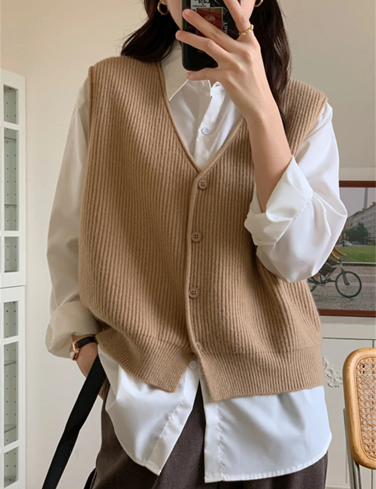 Colete Feminino Tricot com Botão Forglows
