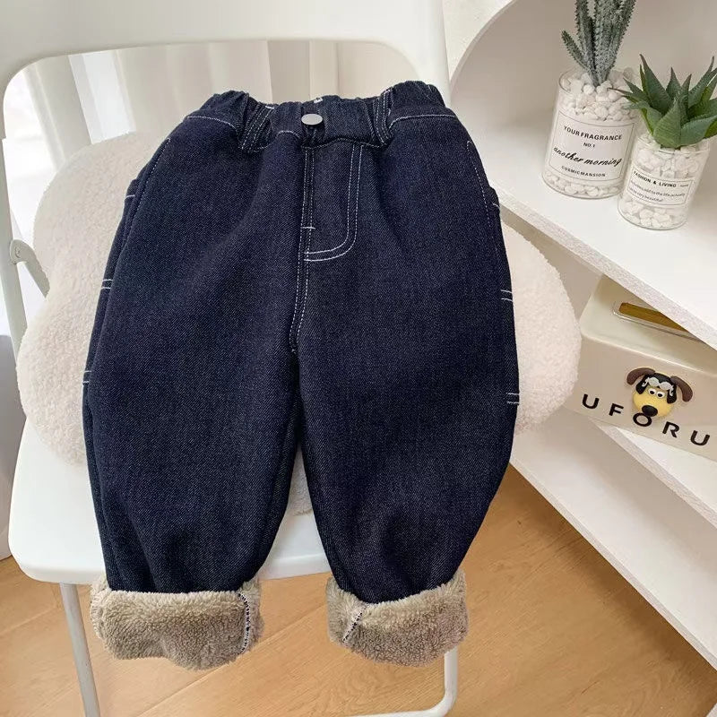 Calça Jeans Infantil Peluciada Menino Forglows
