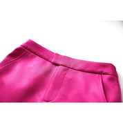 Conjunto Feminino Blazer, Top e Saia Cetim Fúcsia Forglows