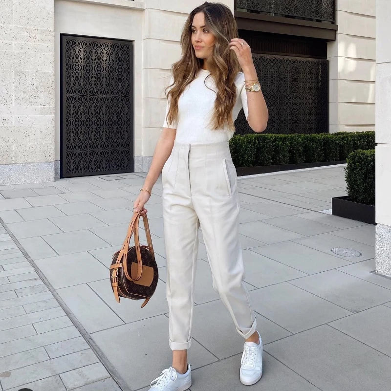 Calça Social Feminina Alfaiataria com Bolsos Yasmin Forglows
