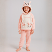 Conjunto Infantil Casaco com Capuz e Calça com Pelúcia Bunny Forglows