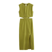 Vestido Feminino Longo com Recorte Verde Lívia Forglows